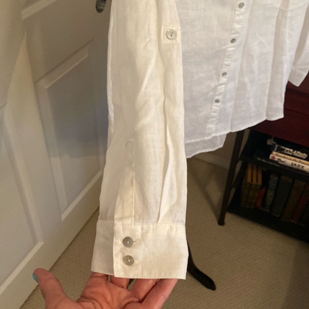 Sigrid Olsen 100 % linen button down shirt, classic white, x large - Picture 4 of 6